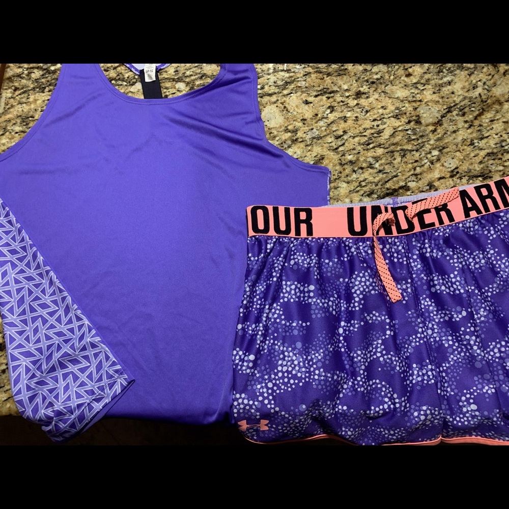 UnderArmour Girls XL tank and shorts NWOT